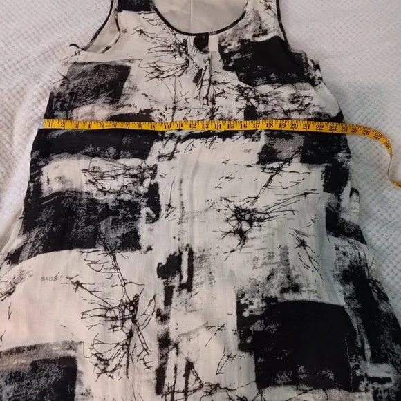 Abstract Black White Boxy Boho Lagenlook Artsy Lightweight‎ Lined Maxi Dress OS - Picture 10 of 13